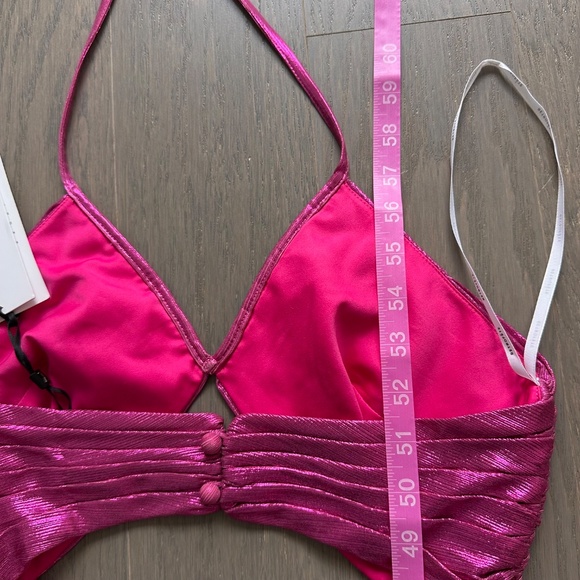 Retrofete Juliana Pink Metallic Lame Halter Cut Out Maxi Dress - with tags - S - Picture 11 of 12